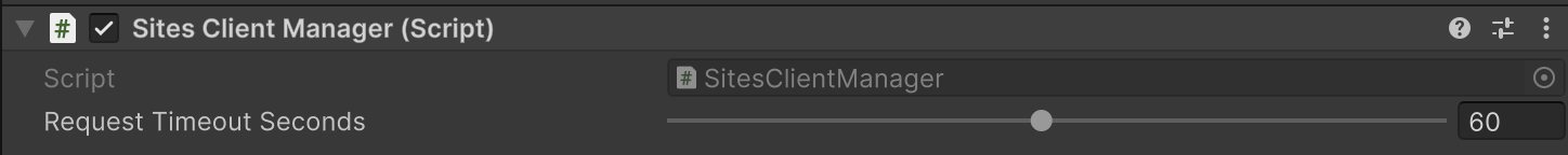 Sites Client Manager component in Unity Inspector