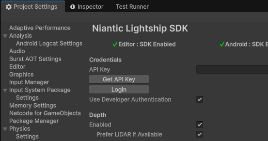 Lightship SDK Settings
